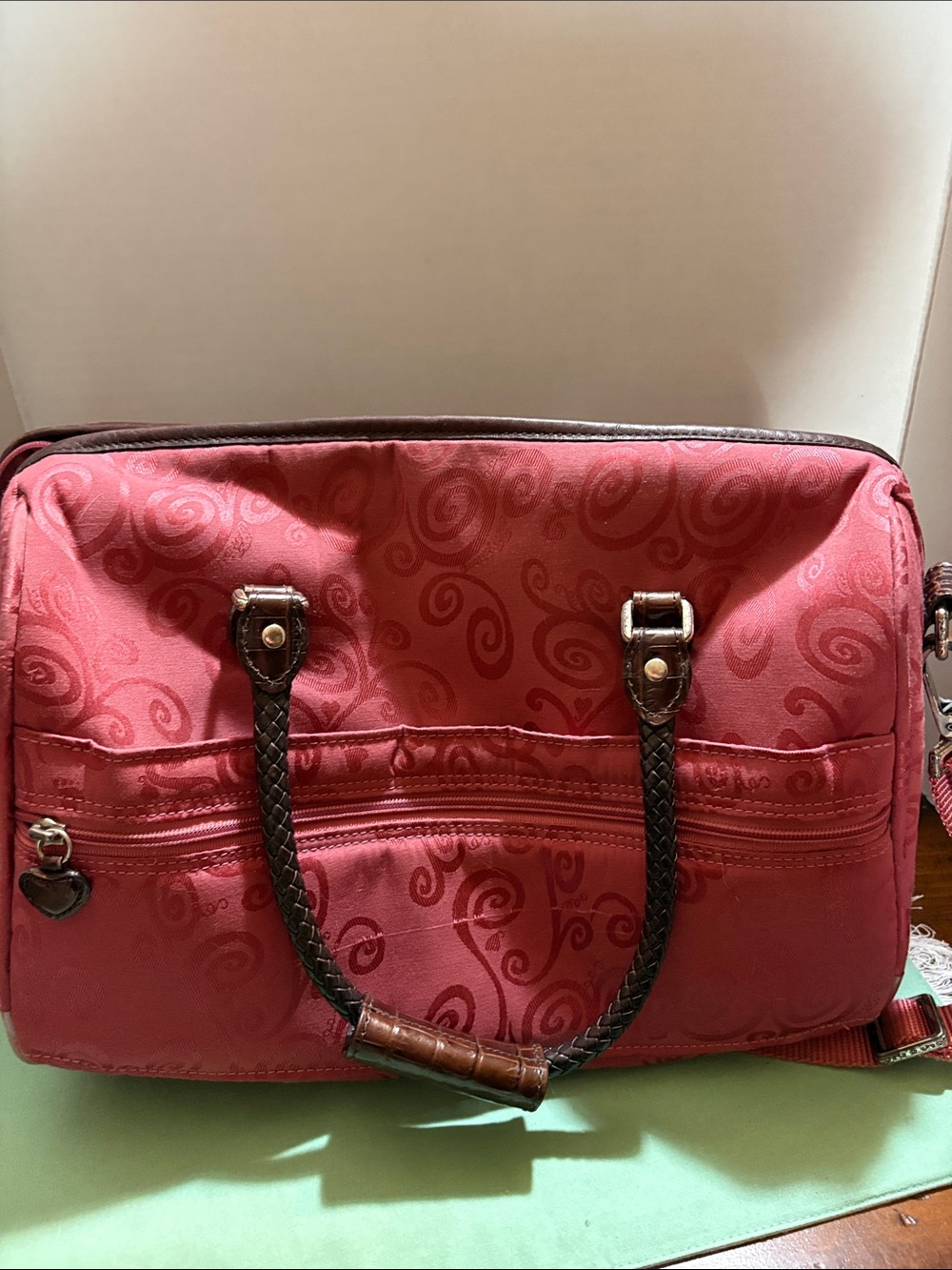 Brighton Pink and Brown Heart Travel Weekender Satchel - Picture 16 of 16